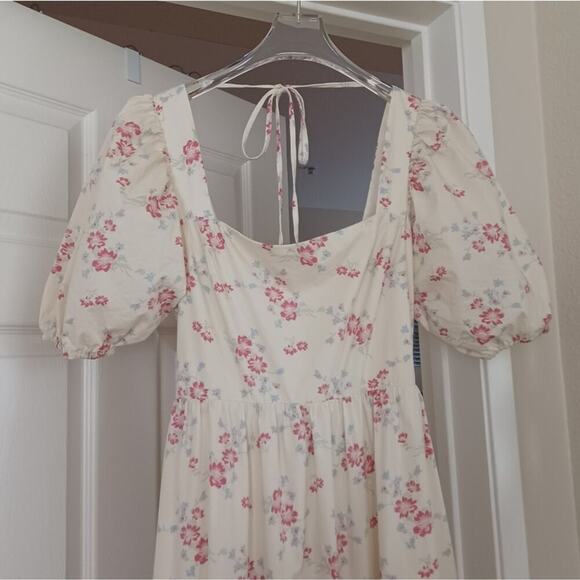 WAYF Whisper Pink Floral Midi Dress M NWT Cottagecore - Picture 3 of 13